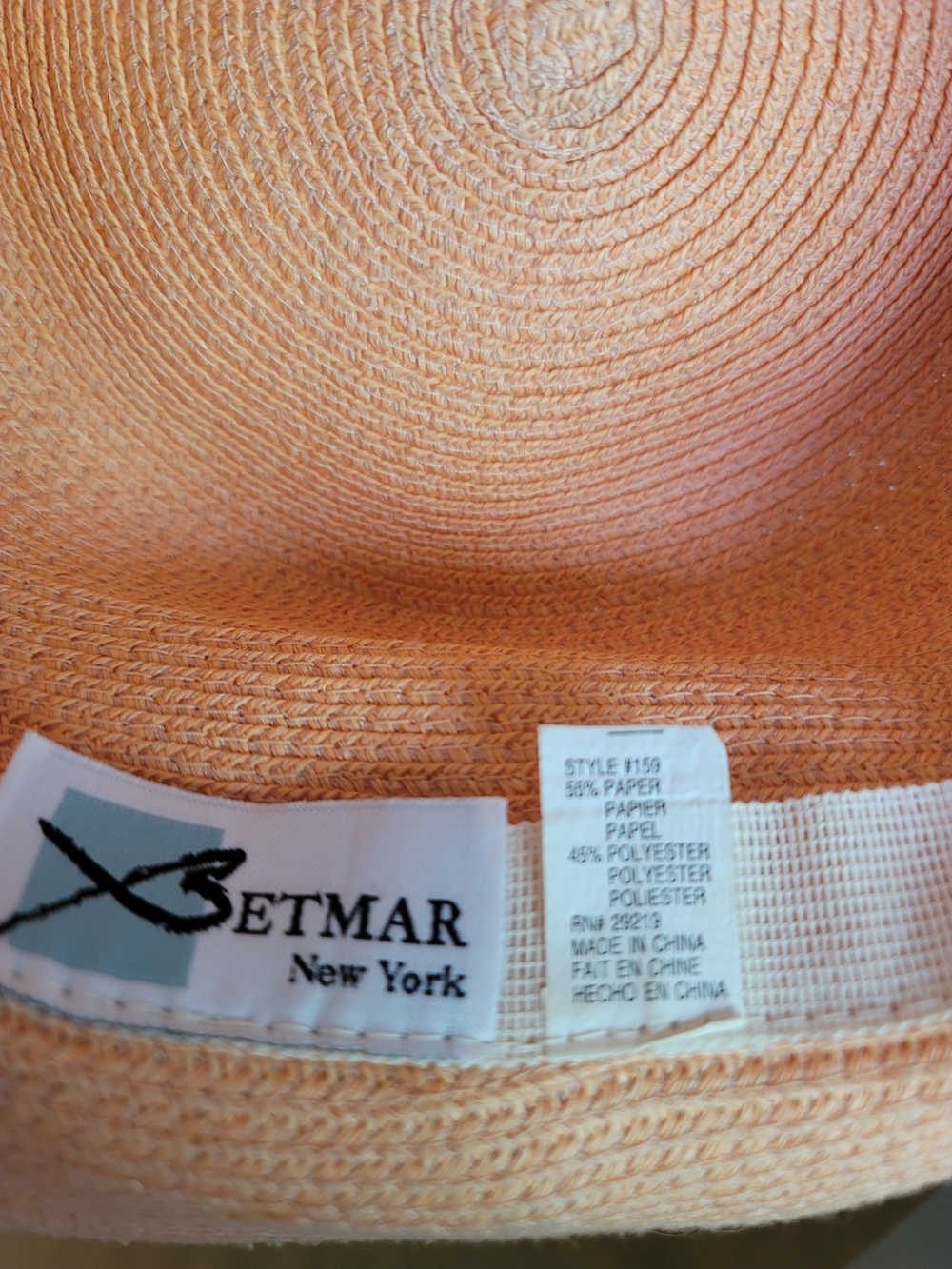 betmar Peach Straw Bucket Hat with Decorative Accent - Picture 2 of 3
